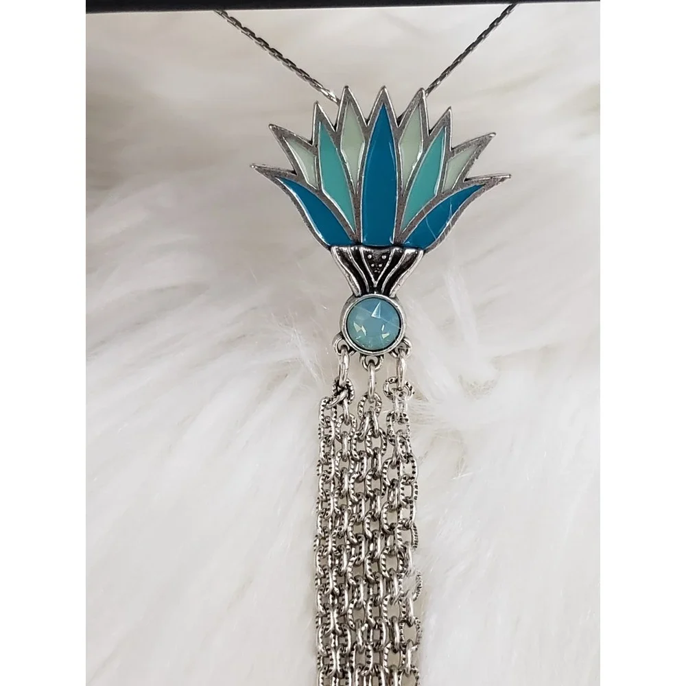 NEW Alex and Ani Women's 32 in Large Blue Lotus Necklace floral statement